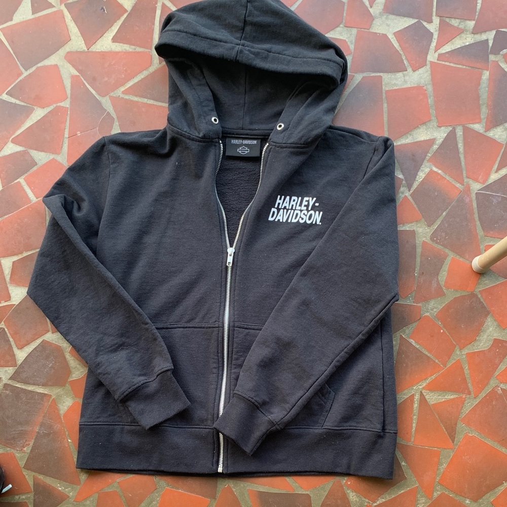 Harley-Davidson Black Full-Zip Hoodie with White Logo